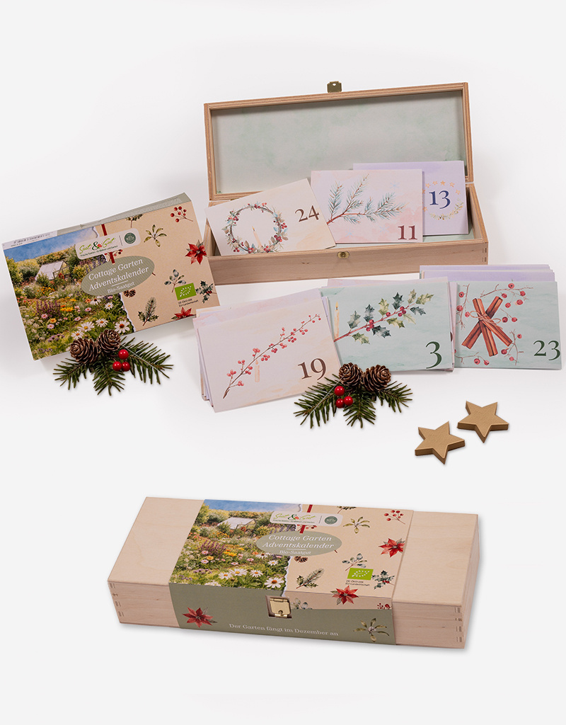 Saat & Gut BIO Cottage Garten Saatgut Holzbox-Adventskalender