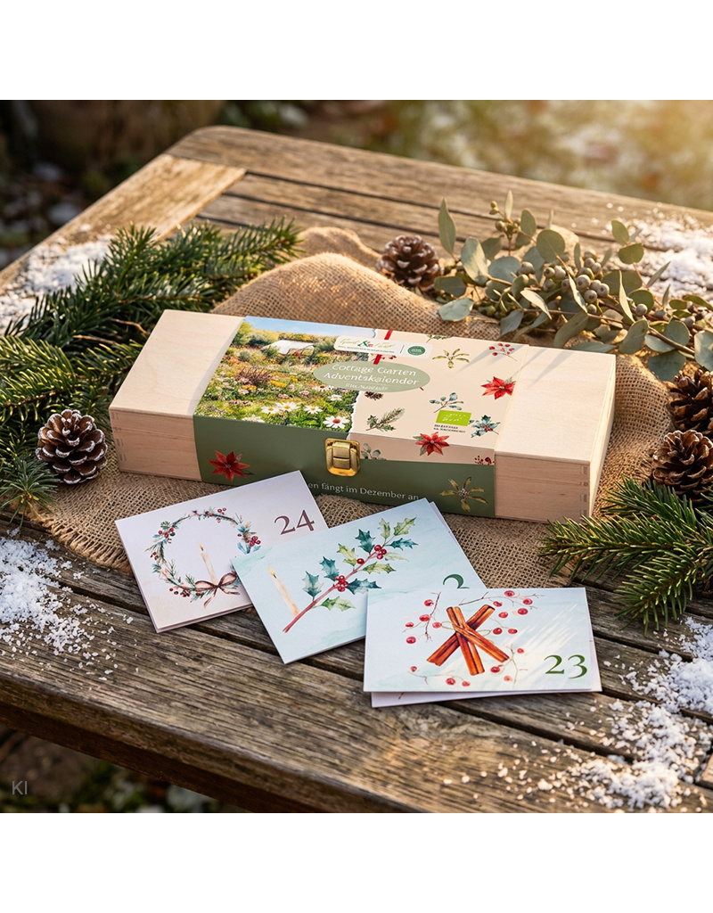 Saat & Gut BIO Cottage Garten Saatgut Holzbox-Adventskalender