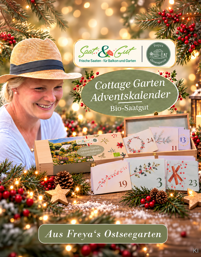 Saat & Gut BIO Cottage Garten Saatgut Holzbox-Adventskalender  "Freya's Ostseegarten"