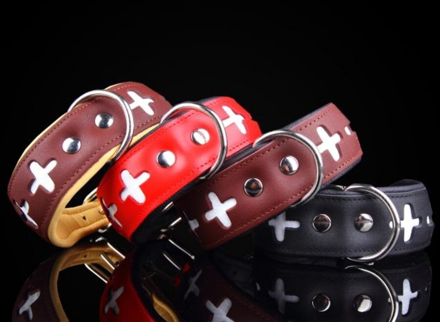 Leren hondenhalsband Swiss