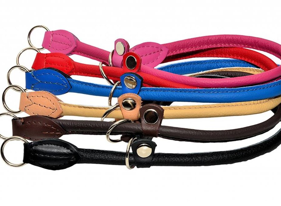 Leren sliphalsband hond (chroom)