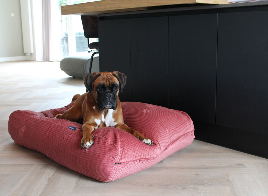 Hondenbed oud roze double ribcord