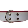 Leren hondenhalsband wit / roze