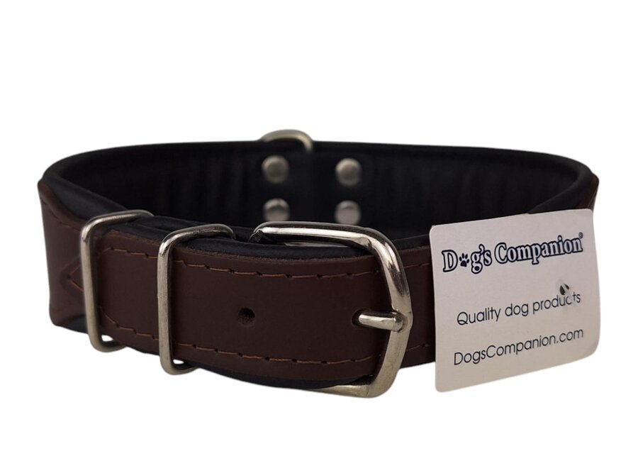 Leren hondenhalsband bruin / zwart