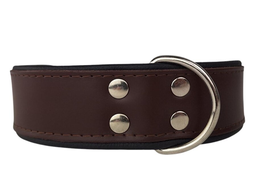Leren hondenhalsband bruin / zwart