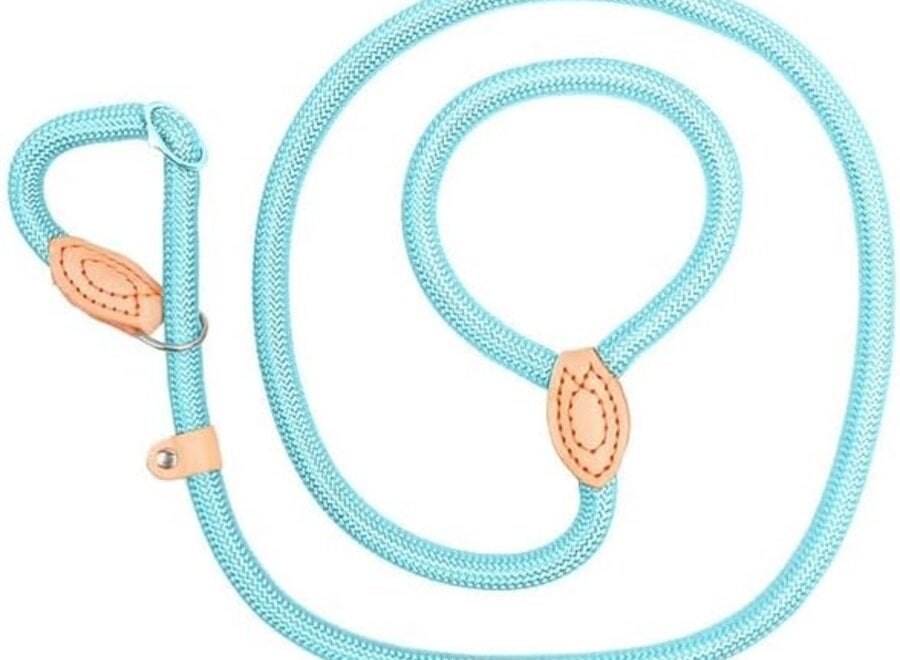 Nylon Retrieverlijn voor Honden | Rond Gevlochten Hondenlijn met Verstelbare Leren Stop | 1,5 of 1,8 meter | 14 of 16 mm | 7 Kleuren