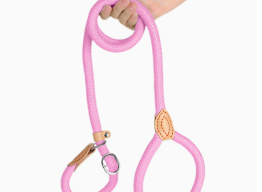 Nylon Retrieverlijn voor Honden | Rond Gevlochten Hondenlijn met Verstelbare Leren Stop | 1,5 of 1,8 meter | 14 of 16 mm | 7 Kleuren