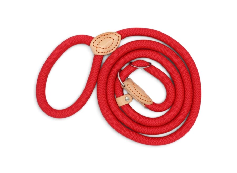 Nylon Retrieverlijn voor Honden | Rond Gevlochten Hondenlijn met Verstelbare Leren Stop | 1,5 of 1,8 meter | 14 of 16 mm | 7 Kleuren