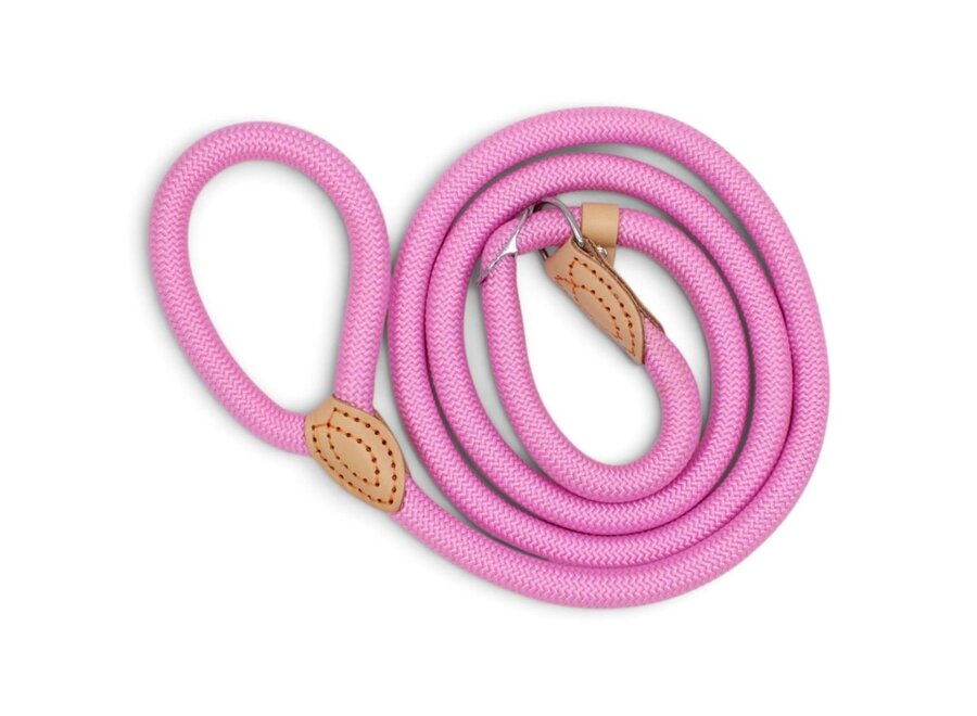Nylon Retrieverlijn voor Honden | Rond Gevlochten Hondenlijn met Verstelbare Leren Stop | 1,5 of 1,8 meter | 14 of 16 mm | 7 Kleuren