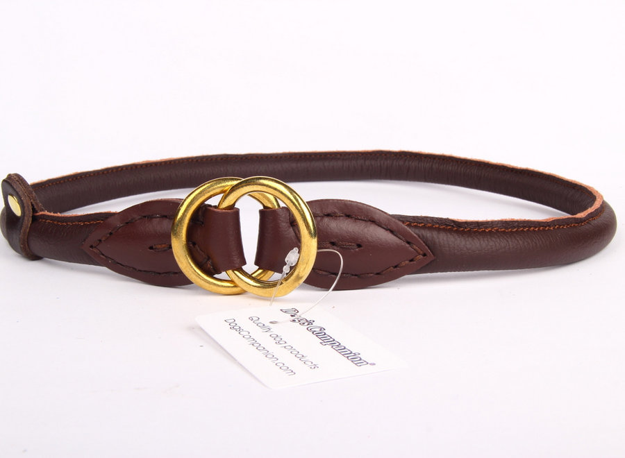 Braune Leder-Schlupfhalsband für Hunde (Messing)