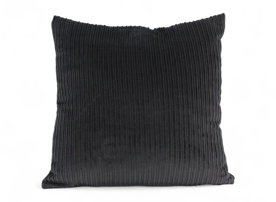 Schwarzes Breitcord Zierkissen 45x45 cm | Hochwertiges Cord Sofakissen mit Reißverschluss & recycelter Füllung | Hundebett.de
