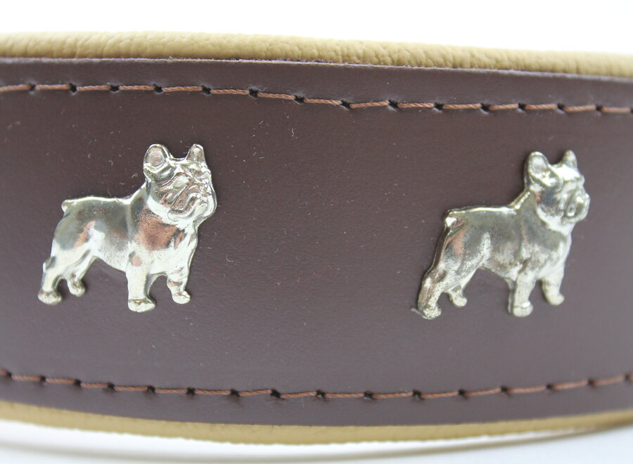 Leder Hundehalsband Französische Bulldogge