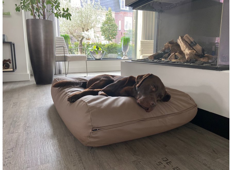 Lit pour chien taupe leather look superlarge