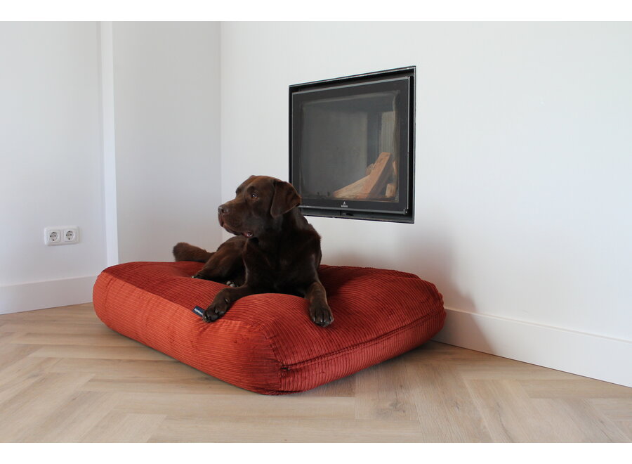 Lit pour chien brique double velours côtelé