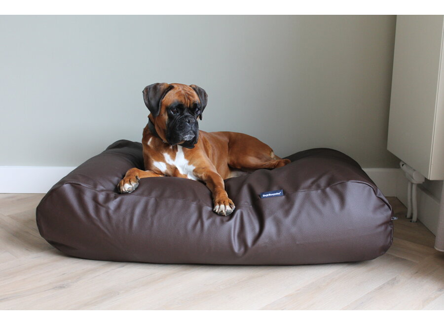 Lit pour chien chocolat leather look small