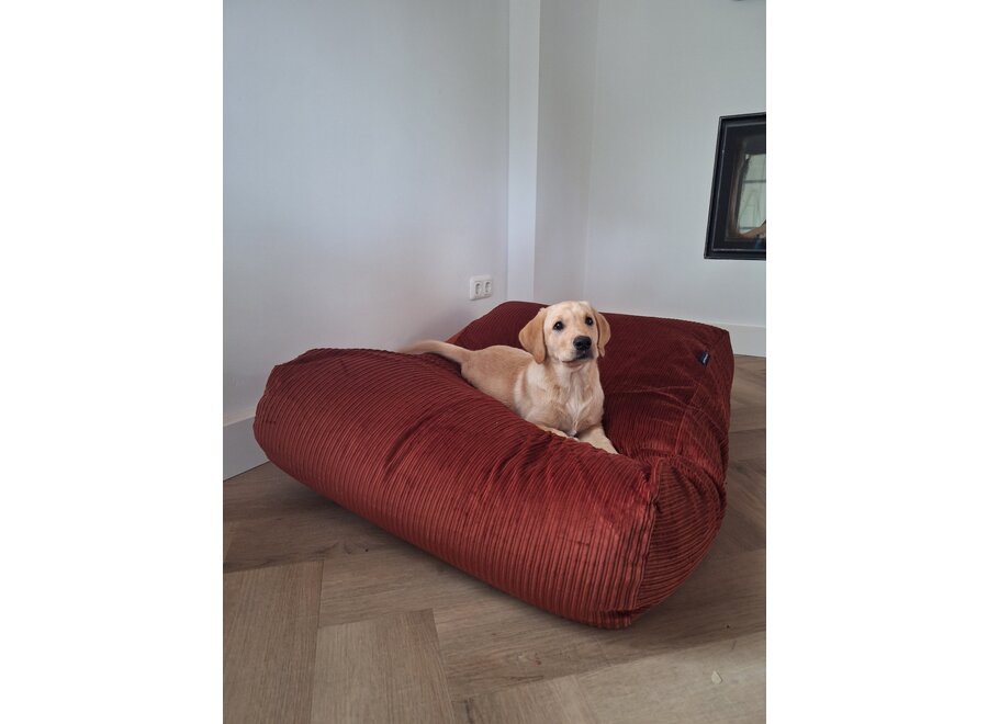 Lit pour chien brique double velours côtelé