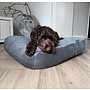 Lit pour chien gris souris double velours côtelé medium