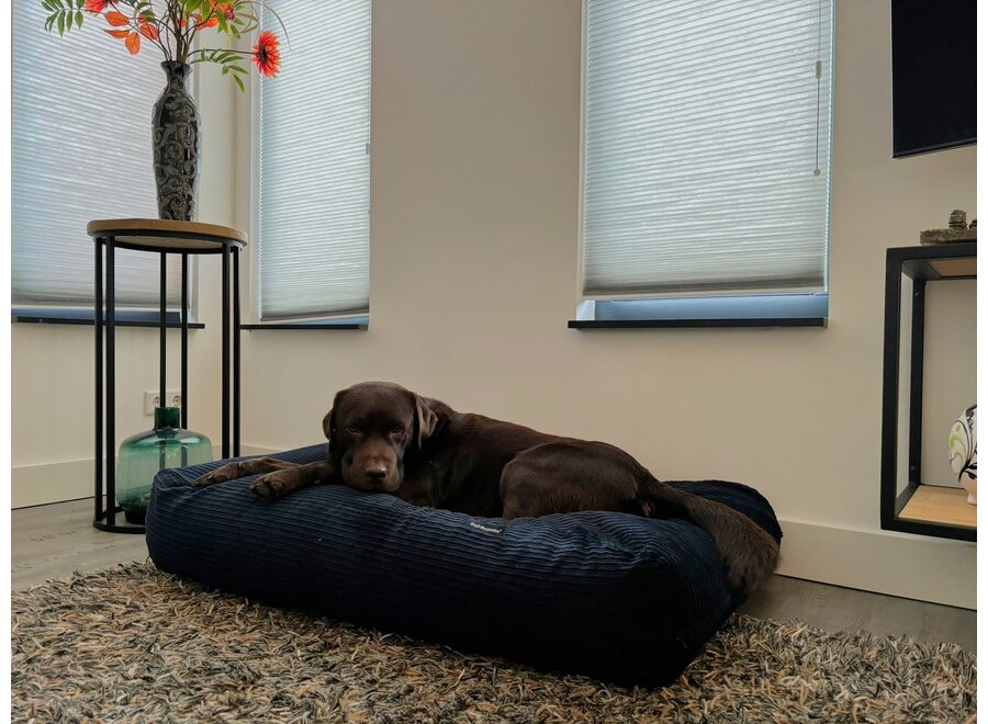 Lit pour chien bleu foncé double velours côtelé medium