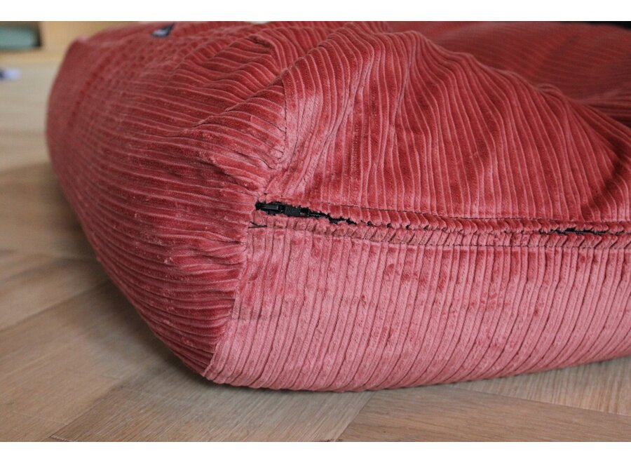 Lit pour chien vieux rose double velours côtelé medium