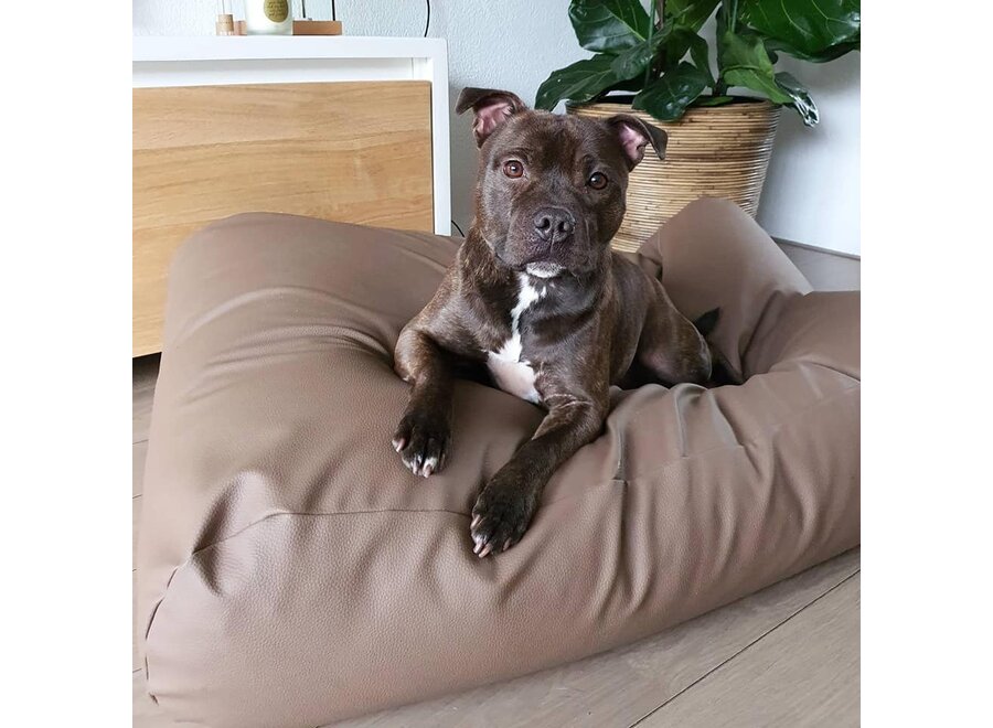 Lit pour chien taupe leather look large