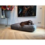 Lit pour chien gris souris double velours côtelé medium