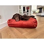 Lit pour chien brique double velours côtelé