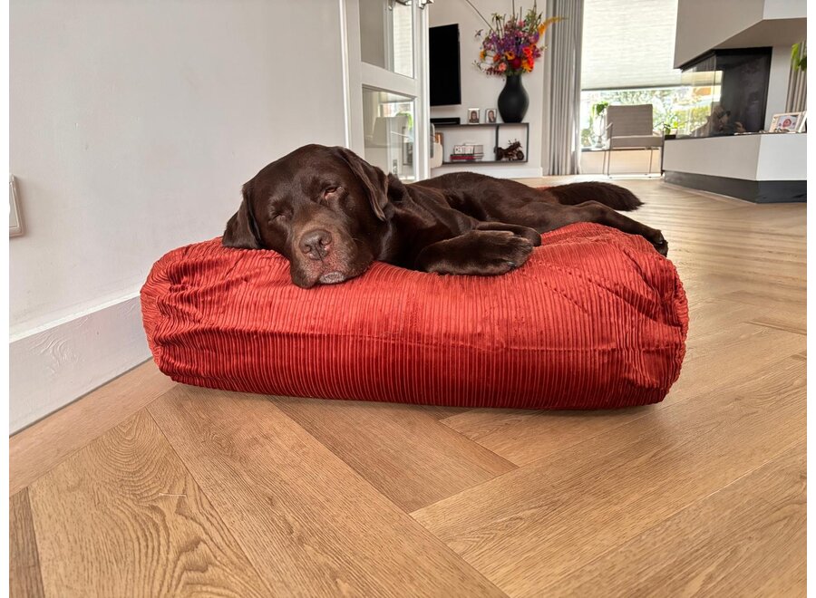 Lit pour chien brique double velours côtelé small
