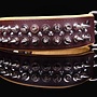 Leren halsband - met spikes - bruin/naturel - 51-60 cm x 50 mm