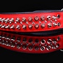 Leren halsband - met spikes - rood/zwart - 51-60 cm x 50 mm