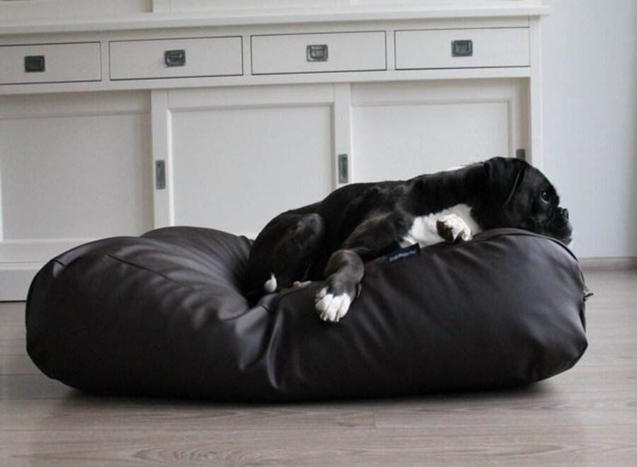Dog bed chocolate brown leather look