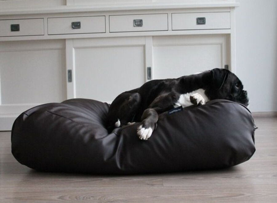 Dog bed chocolate brown leather look extra small