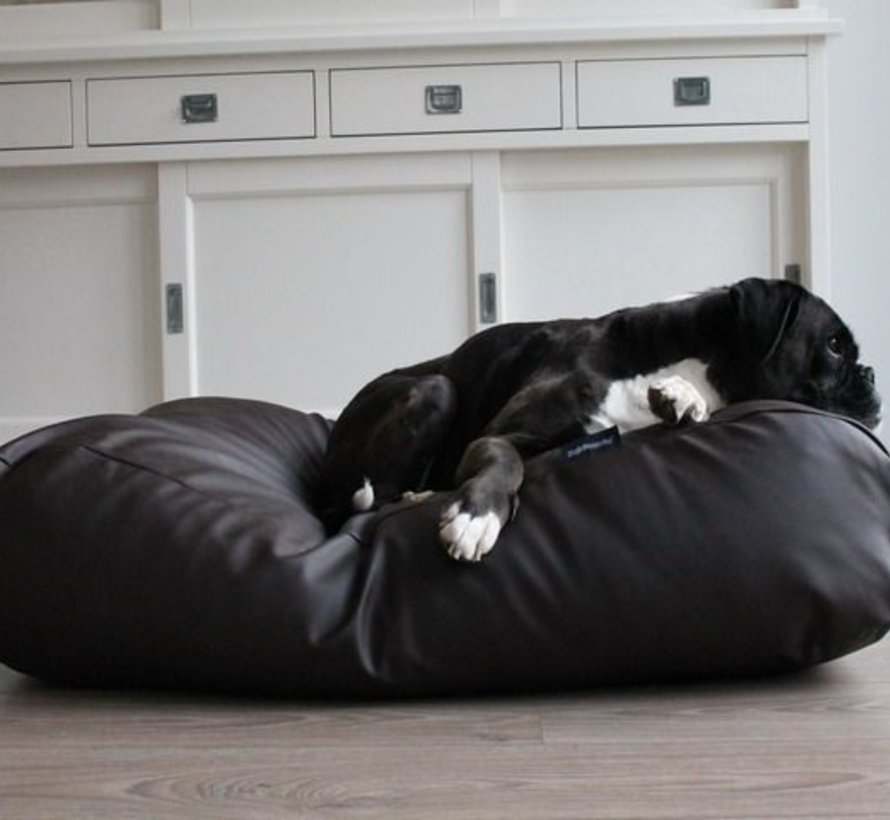 Dog bed chocolate brown leather look Small