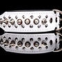Leren halsband - met spikes - 40-47 cm x 40 mm - wit/zwart