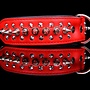Leren halsband - met spikes - 40-47 cm x 40 mm - rood/zwart