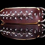 Leren halsband - met spikes - 40-47 cm x 40 mm - bruin/naturel