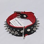 Leren halsband - met spikes - 40-47 cm x 40 mm - zwart/rood