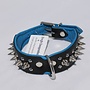 Leren halsband - met spikes - 40-47 cm x 40 mm - zwart/blauw