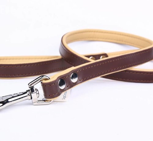 Leder Hundeleine braun/naturel (flach)