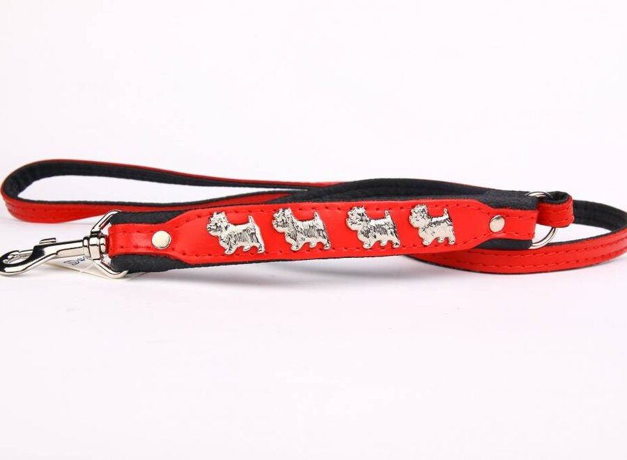 Leather dog leash West Highland Terrier