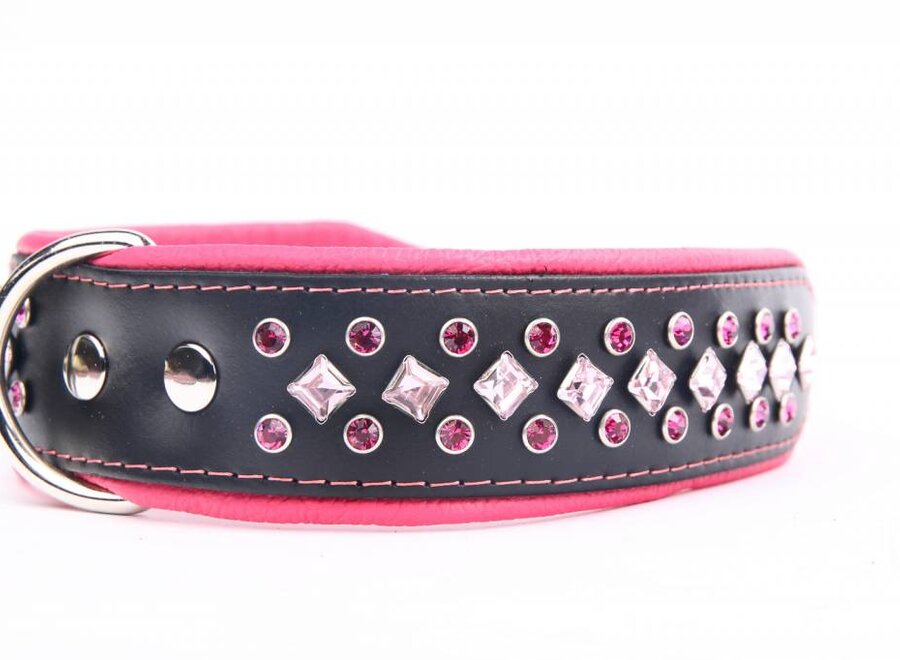 Leather Collar with Crystals