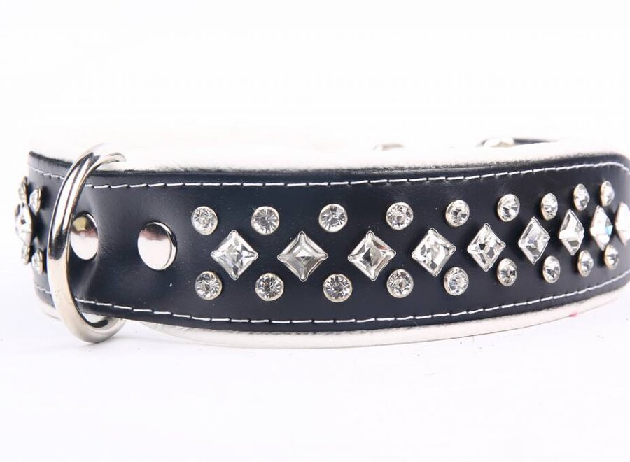 Leather Collar with Crystals