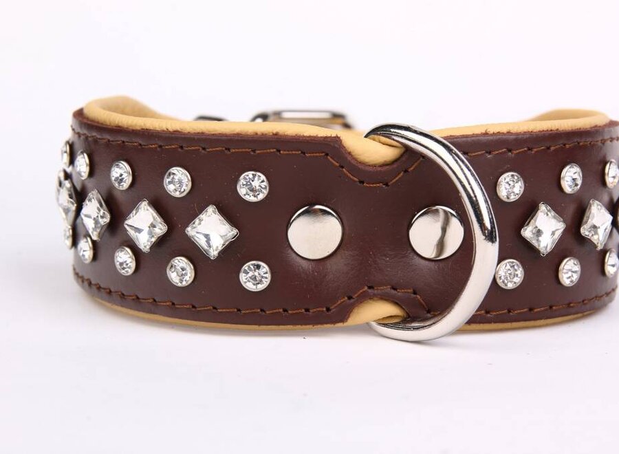 Leather Collar with Crystals