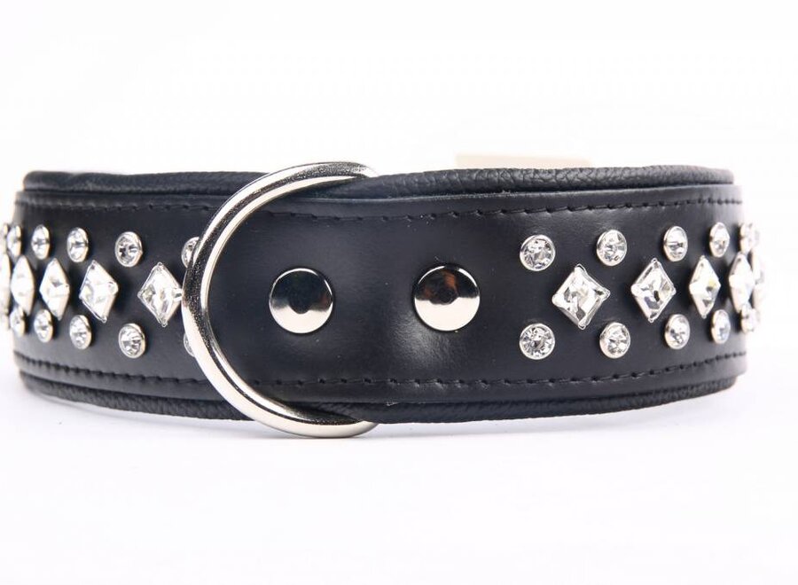 Leather Collar with Crystals