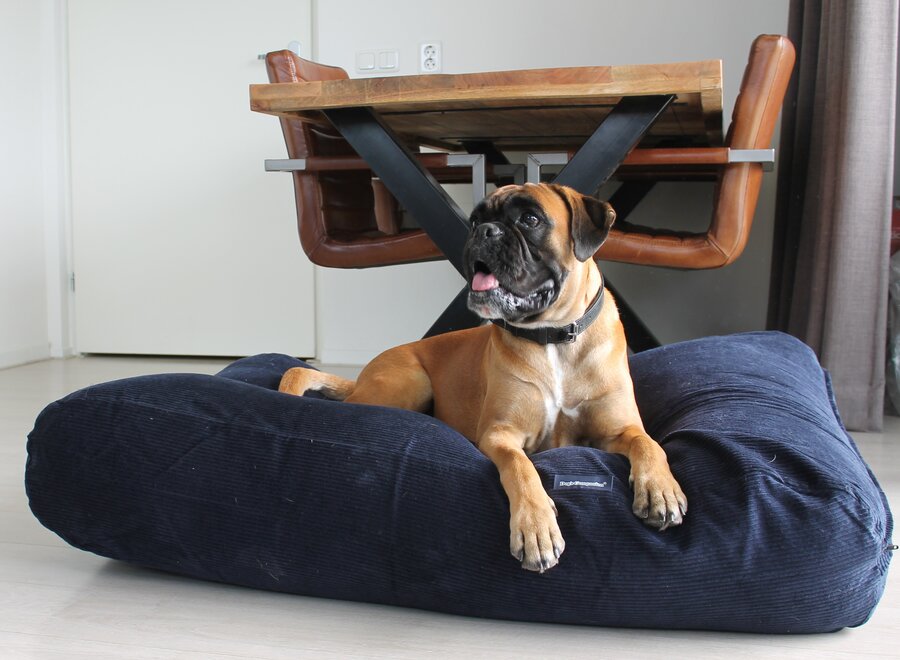 Dog bed dark blue corduroy