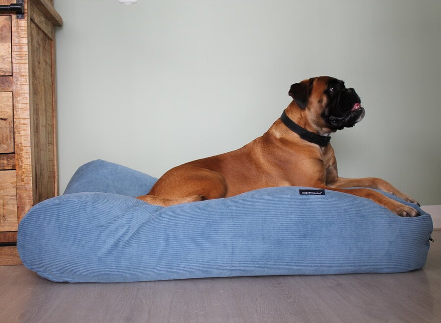 Dog bed light blue corduroy