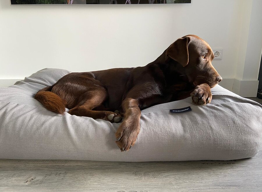 Dog bed Stone grey linen look