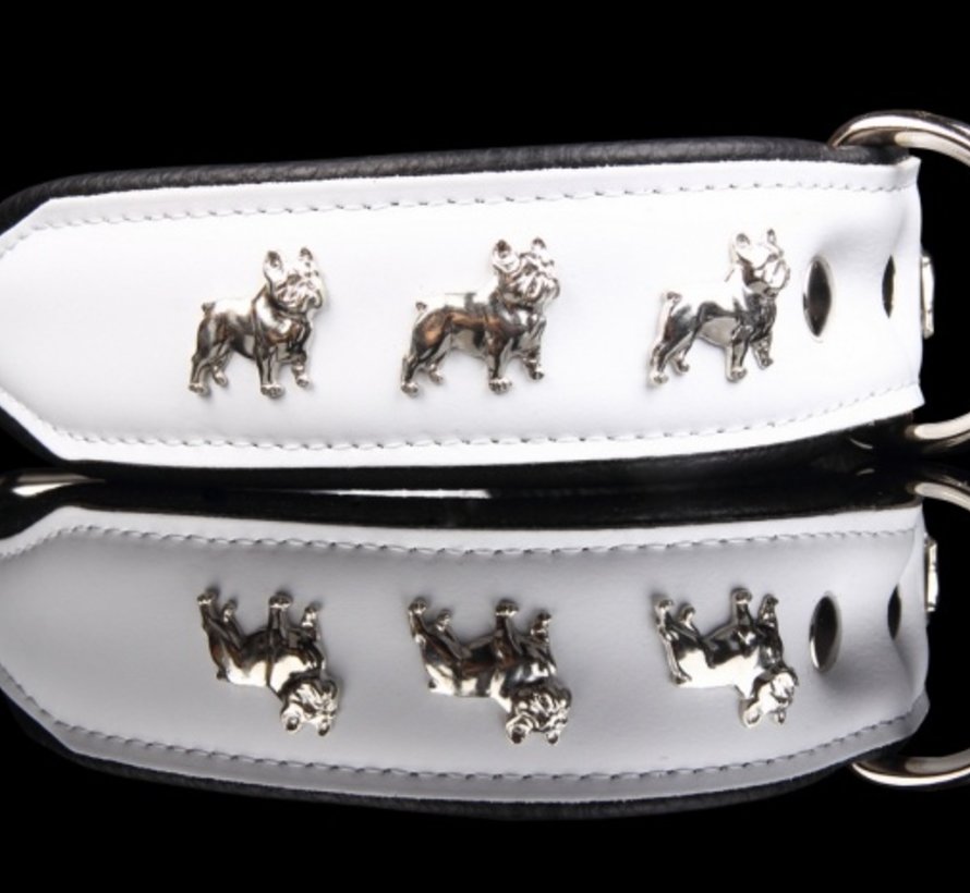 Beige White Black Leather Dog Collar and Leash Set for All 