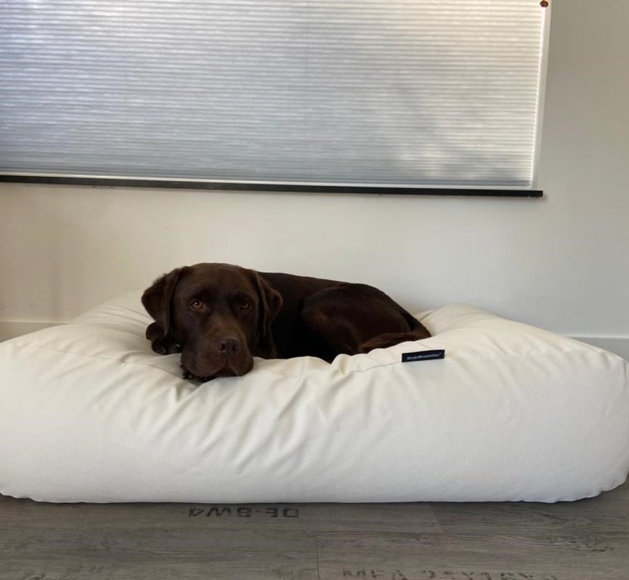Dog bed ivory leather look small