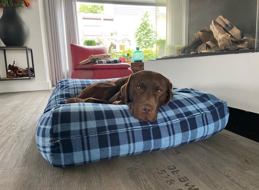 Dog bed fleece cosy blue large