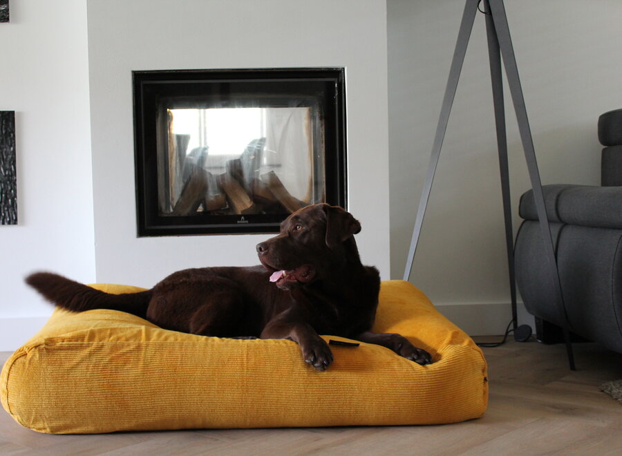 Dog bed ochre yellow corduroy